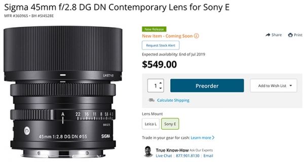 Sony 35mm F/1.8 и новые объективы Sigma доступны для предзаказа