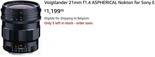 Объектив Voigtlander Nokton 21mm f/1.4 FE появился в продаже